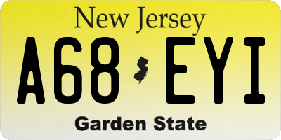 NJ license plate A68EYI
