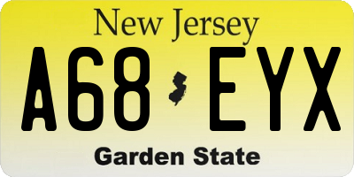 NJ license plate A68EYX
