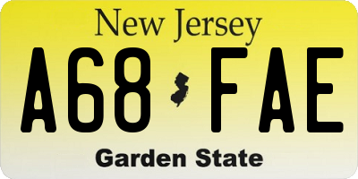 NJ license plate A68FAE