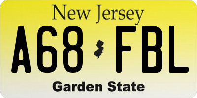 NJ license plate A68FBL
