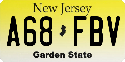 NJ license plate A68FBV