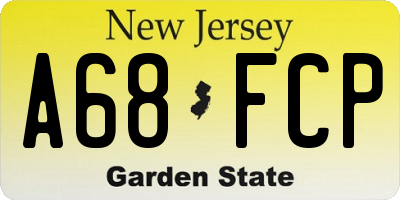 NJ license plate A68FCP