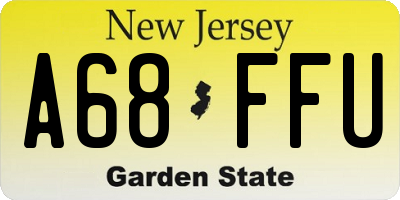 NJ license plate A68FFU
