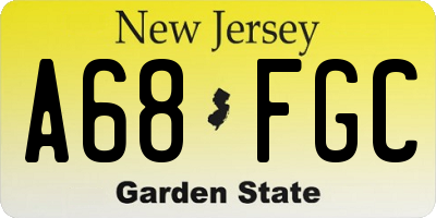 NJ license plate A68FGC
