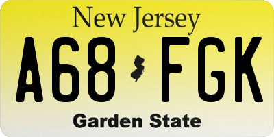 NJ license plate A68FGK
