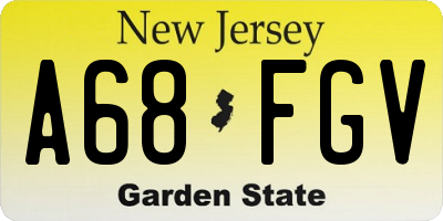 NJ license plate A68FGV