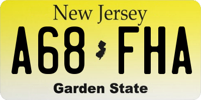NJ license plate A68FHA