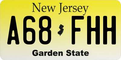 NJ license plate A68FHH