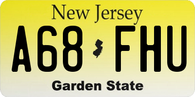 NJ license plate A68FHU