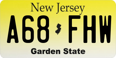 NJ license plate A68FHW