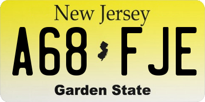 NJ license plate A68FJE