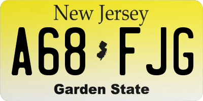 NJ license plate A68FJG