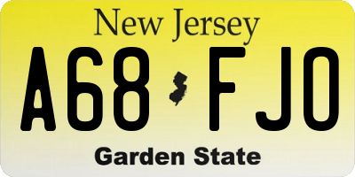 NJ license plate A68FJO