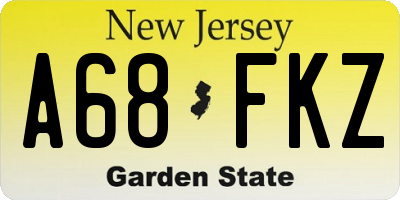 NJ license plate A68FKZ