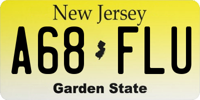 NJ license plate A68FLU