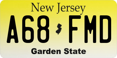 NJ license plate A68FMD