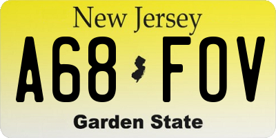 NJ license plate A68FOV