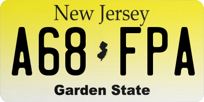 NJ license plate A68FPA