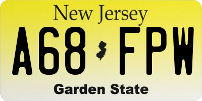NJ license plate A68FPW