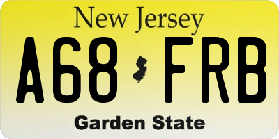 NJ license plate A68FRB