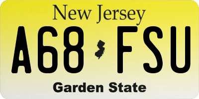 NJ license plate A68FSU