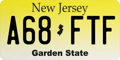 NJ license plate A68FTF