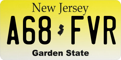 NJ license plate A68FVR