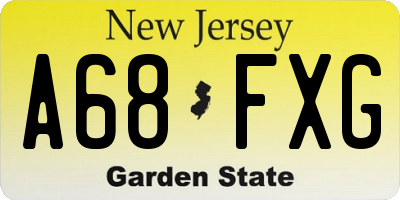 NJ license plate A68FXG