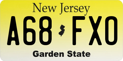 NJ license plate A68FXO