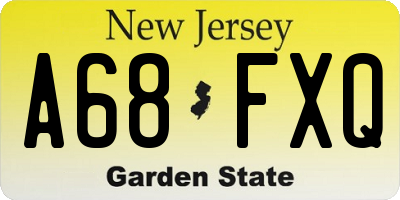 NJ license plate A68FXQ