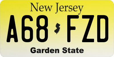 NJ license plate A68FZD