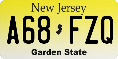 NJ license plate A68FZQ