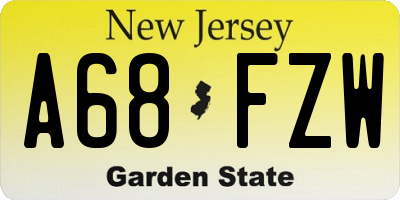 NJ license plate A68FZW