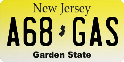 NJ license plate A68GAS