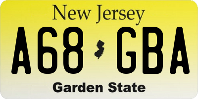 NJ license plate A68GBA