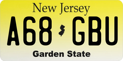 NJ license plate A68GBU