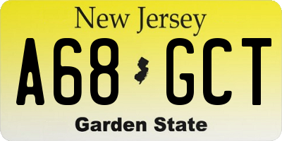 NJ license plate A68GCT