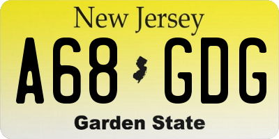 NJ license plate A68GDG