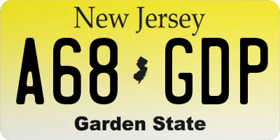 NJ license plate A68GDP