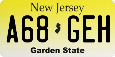 NJ license plate A68GEH
