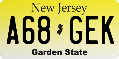 NJ license plate A68GEK