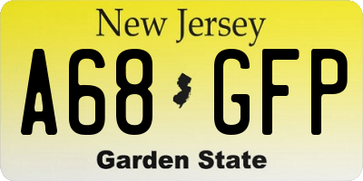 NJ license plate A68GFP