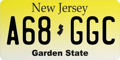 NJ license plate A68GGC