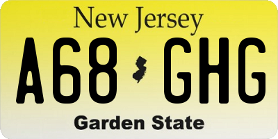 NJ license plate A68GHG