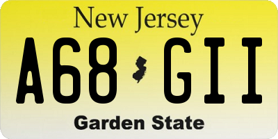 NJ license plate A68GII