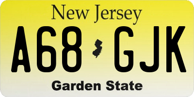 NJ license plate A68GJK