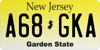 NJ license plate A68GKA