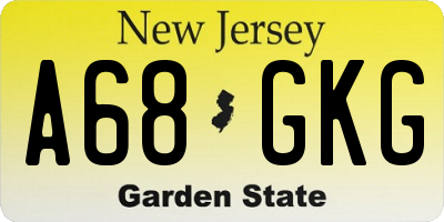 NJ license plate A68GKG