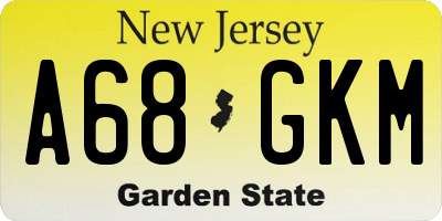 NJ license plate A68GKM