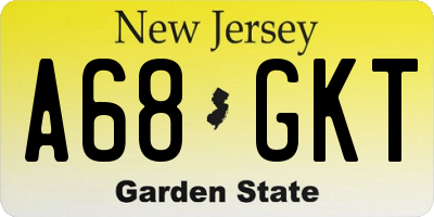 NJ license plate A68GKT